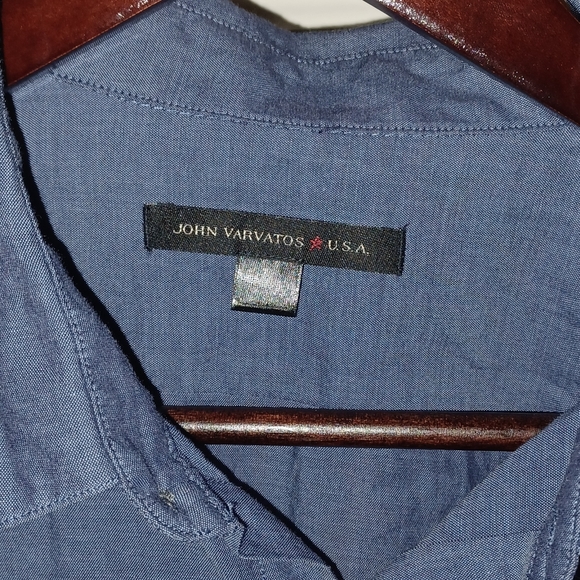 John Varvatos Mens Size M Button-Down Shirt Blue Modern Fit Long Sleeve - Picture 3 of 4